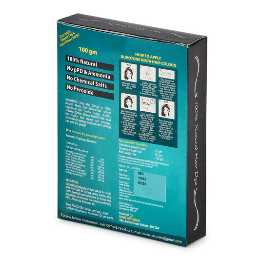 Nuvotone Insta Hair Colour – Ayurvedic, pPD-Free Natural Black Dye (100 gm)