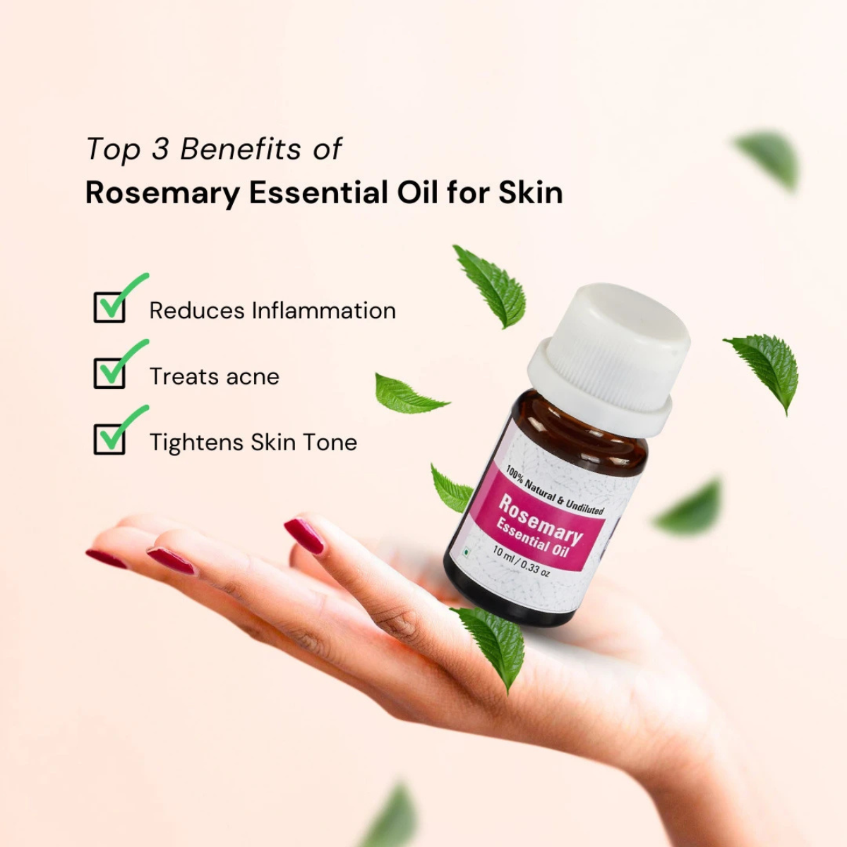 Rosemary Essential Oil – Focus, Hair Growth & Respiratory Relief | 100% Natural, Undiluted (10 ml)